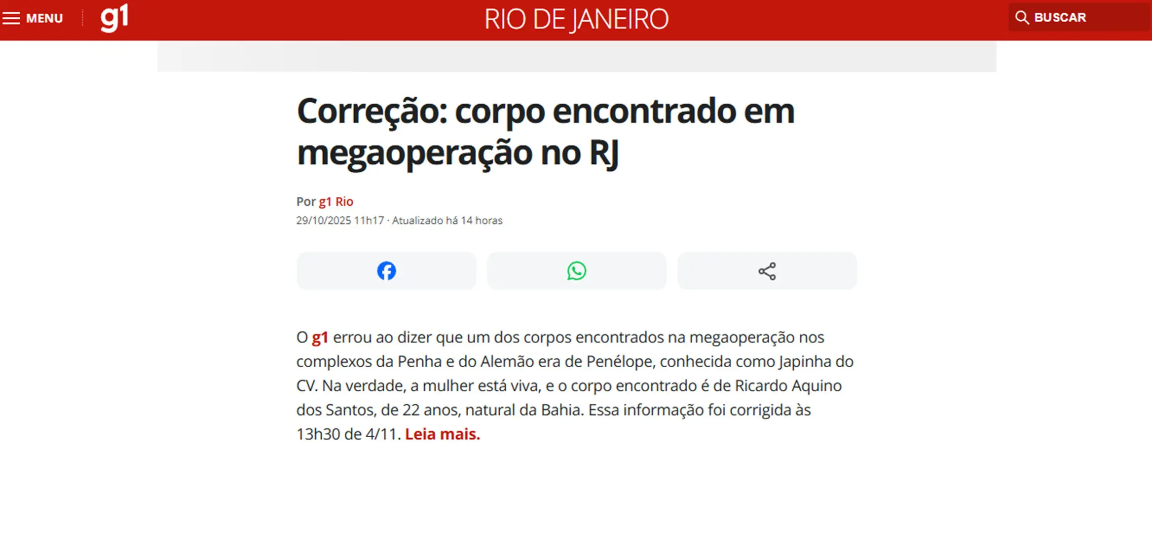 Polícia desmente morte de 'Japinha do CV' durante operação no Rio