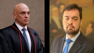 À esquerda, ministro do STF Alexandre de Moraes; à direita, governador do RJ, Cláudio Castro