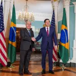 Mauro Vieira e Marco Rubio durante novo encontro sobre o tarifaço | Foto: Reprodução/X