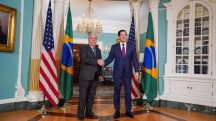 Mauro Vieira e Marco Rubio durante novo encontro sobre o tarifaço | Foto: Reprodução/X
