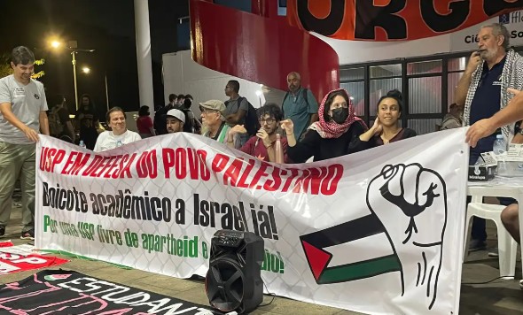 Manifestação na USP contra Israel - 8/5/2024 | Foto: Divulgação/Rawa Alsagheer
