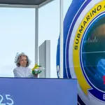 A madrinha do Submarino, ministra Cármen Lúcia, durante o batismo | Foto: Primeiro-sargento Walney