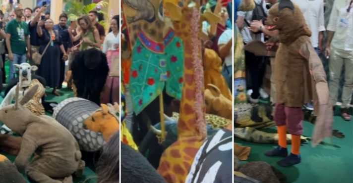 COP30 tem desfile de atores vestidos de animais