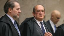 Os ministros do Supremo Tribunal Federal, Gilmar Mendes, Dias Toffoli e Alexandre de Moraes, durante sessão da Corte | Foto: Nelson Jr./SCO/STF