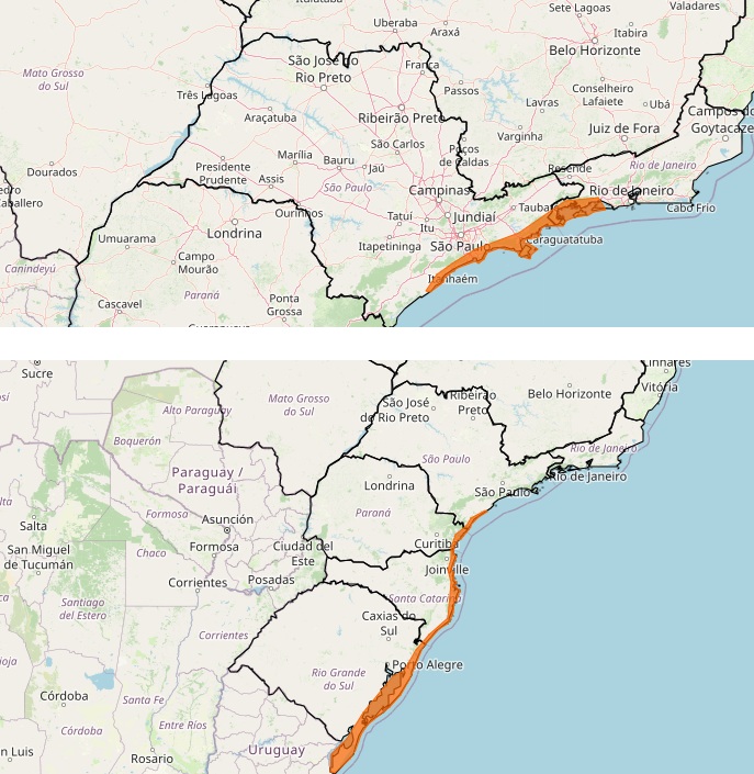Alertas para ventos costeiros no Brasil