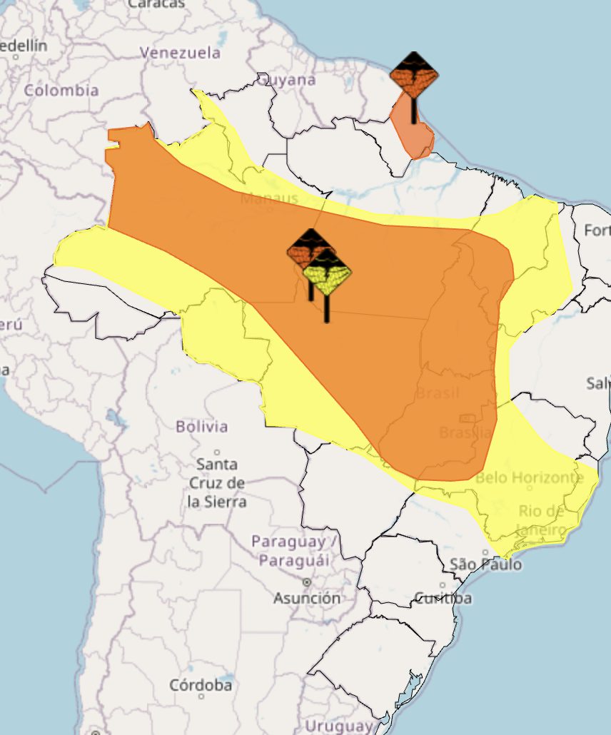 Alertas do Inmet para esta quinta e sexta-feira