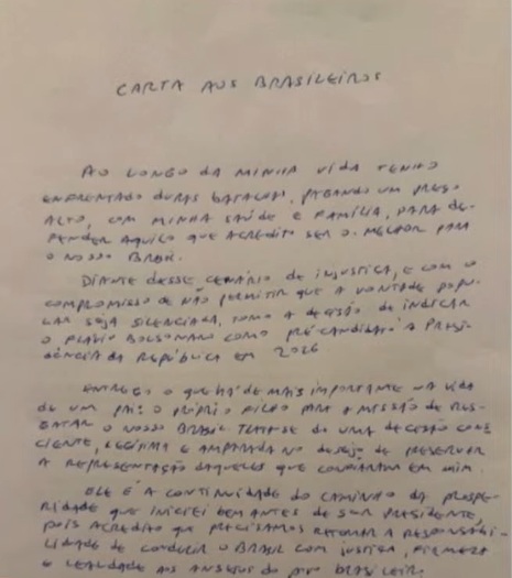 Carta de Jair Bolsonaro aos brasileiros