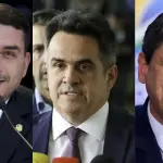 Flávio Bolsonaro, Ciro Nogueira e Tarcísio de Freitas: articulações na direita | Foto: Montagem sobre divulgação/EBC
