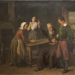 Padre Cristoforo, Renzo e Lucia, obra de Giuseppe Pensabene, de 1861 | Foto: Reprodução/Wikimedia Commons