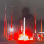Momento em que foguete inicia subida da plataforma, mas explode logo em seguida | Foto: Reprodução/X
