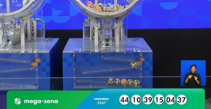 Números da Mega-Sena concurso 2.947, sorteados nesta quinta-feira, 4, em São Paulo | Foto: Reprodução/YouTube