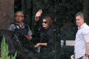 Michelle Bolsonaro durante visita à Superintendência da Polícia Federal, em Brasília | Foto: Divulgação/EBC