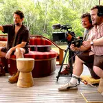 Selton Mello, à esquerda, nas gravações do filme