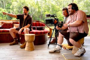 Selton Mello, à esquerda, nas gravações do filme