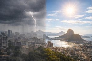 Semana tem início marcado por instabilidade, com período de sol e chuva | Foto: Montagem sobre reprodução/X