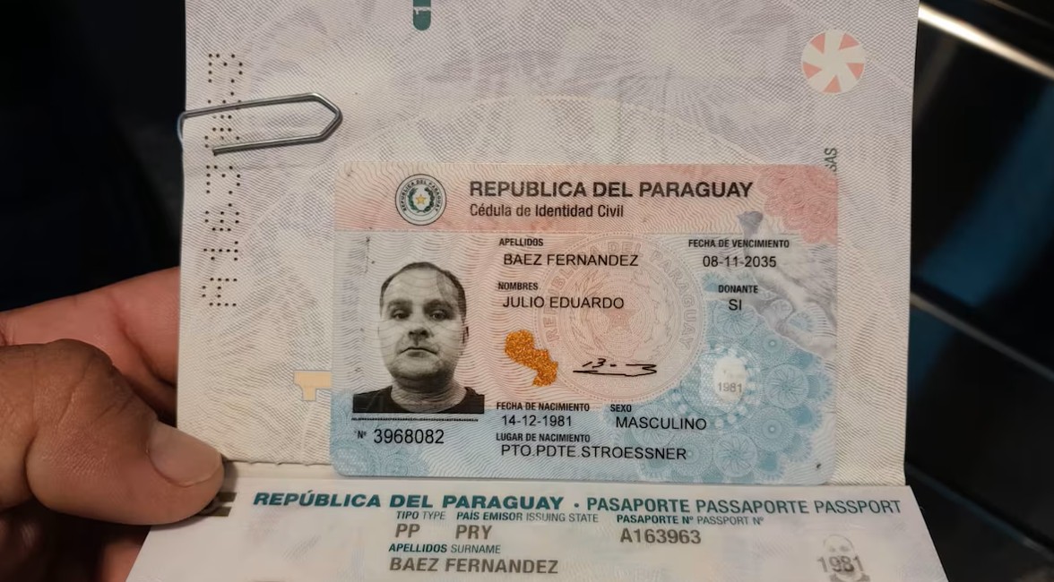 Documento usado por Silvinei Vasques no nome de Julio Eduardo | Foto: Divulgação/Polícia do Paraguai
