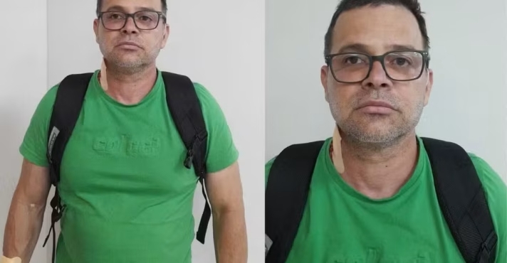 Silvinei Vasques, depois de ser preso no Aeroporto Internacional Silvio Pettirossi, em Assunção, no Paraguai | Foto: Divulgação/Polícia do Paraguai