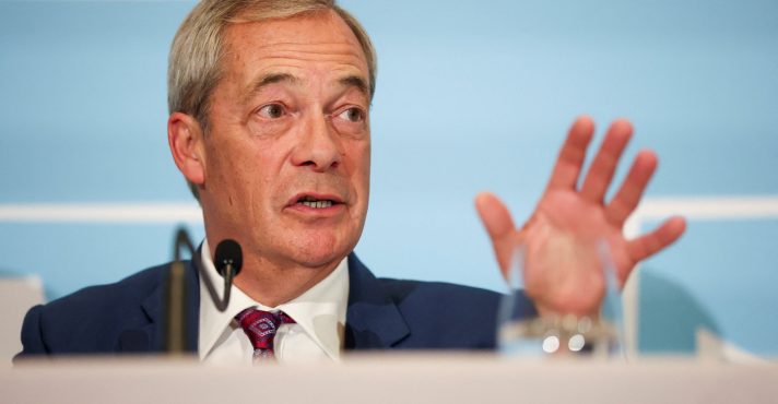 O líder do partido Reform UK, Nigel Farage,