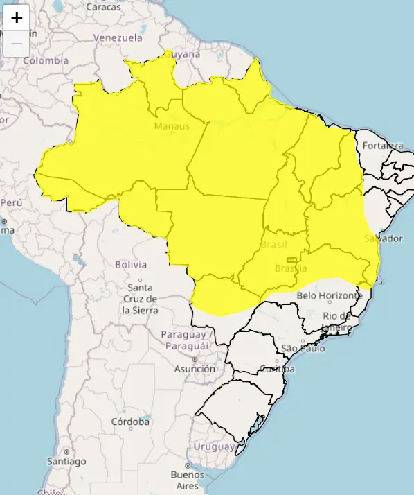 Alerta amarelo do Inmet para chuvas intensas | Foto: Reprodução/Inmet