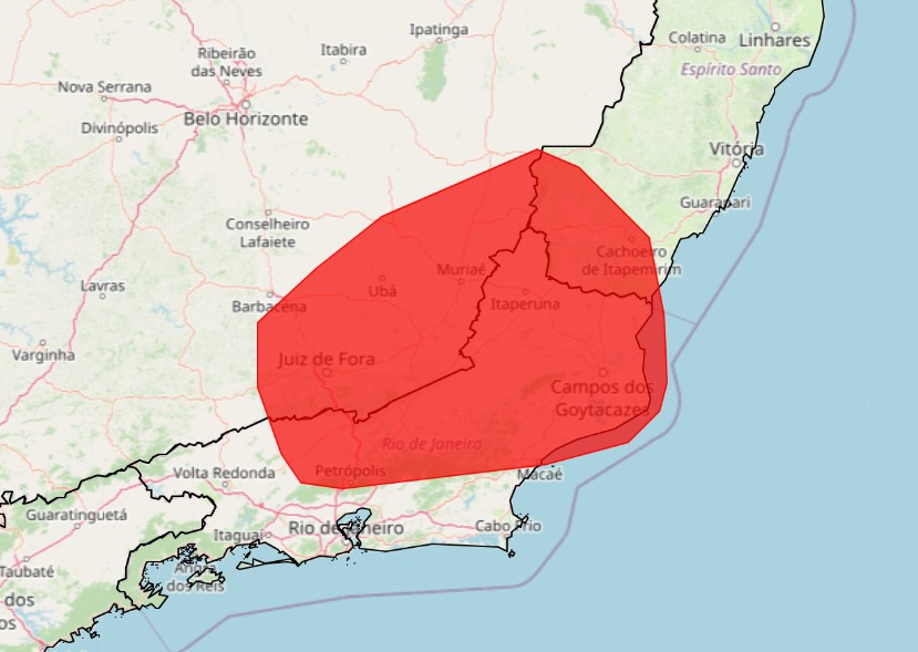 Inmet emite alerta vermelho de chuvas para RJ, MG e ES