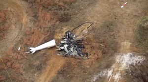 Imagem aérea mostra o que sobrou de uma das aeronaves | Foto: Reprodução/X