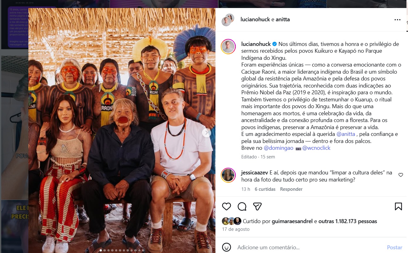 luciano huck x indígenas