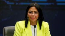 FILE PHOTO: FILE PHOTO: Venezuela's Vice-President and Oil Minister Delcy Rodriguez addresses the media in Caracas