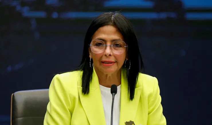 FILE PHOTO: FILE PHOTO: Venezuela's Vice-President and Oil Minister Delcy Rodriguez addresses the media in Caracas