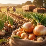 Os Estados de Minas Gerais, Bahia e Santa Catarina mantêm-se na liderança da produção nacional de cebola | Foto: Divulgação/Oeste | Imagem criada com o auxílio de inteligência artificial