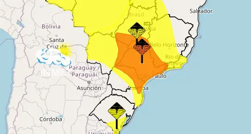 O alerta contempla municípios paulistas como Campinas, Ribeirão Preto, Presidente Prudente, além de áreas metropolitanas e do litoral sul | Foto: Divulgação/Inmet
