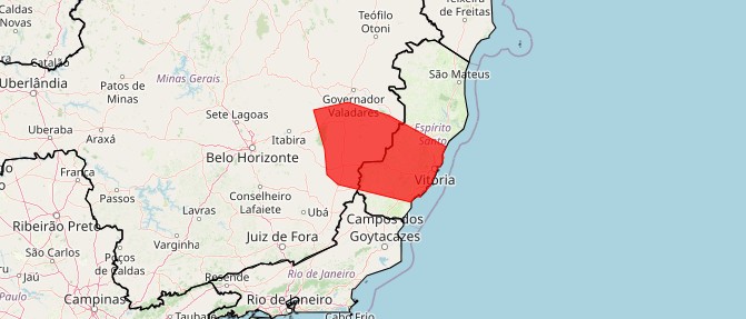 O alerta vermelho indica possibilidade de chuvas acima de 60 milímetros por hora ou mais de 100 milímetros em um dia | Foto: Reprodução/Inmet