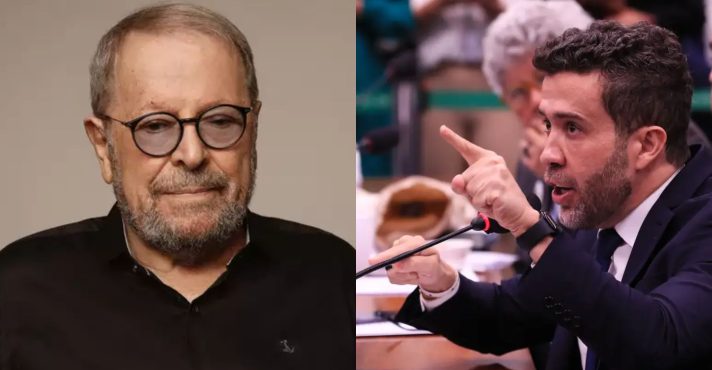 O ator Carlos Vereza e o deputado federal André Janones | Montagem sobre reprodução/Redes sociais