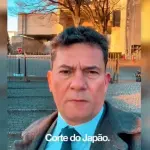 O senador Sergio Moro durante gravação em frente à Suprema Corte do Japão, em Tóquio | Foto: Reprodução/X/@SF_Moro