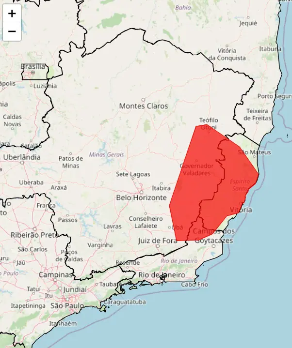 Alerta vermelho do Inmet para chuvas intensas | Foto: Reprodução/Inmet