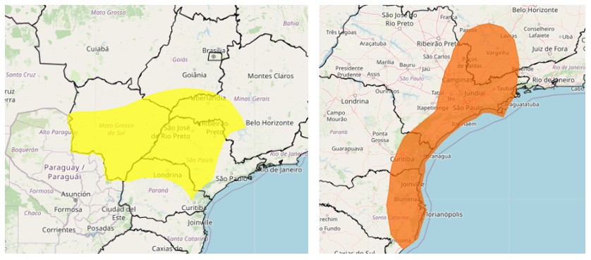 Alertas para o Estado de São Paulo | Foto: Reprodução/Inmet