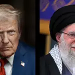 À esquerda, presidente dos EUA, Donald Trump; à direita, ditador do Irã, Ali Khamenei