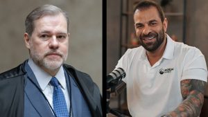 À esquerda, ministro do STF Dias Toffoli; à direita, pastor e empresário Fabiano Zettel