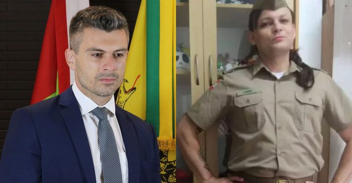À esquerda, o político catarinense Bruno Souza; à direita, a ex-major da Polícia Militar Lumen Lohn Freitas