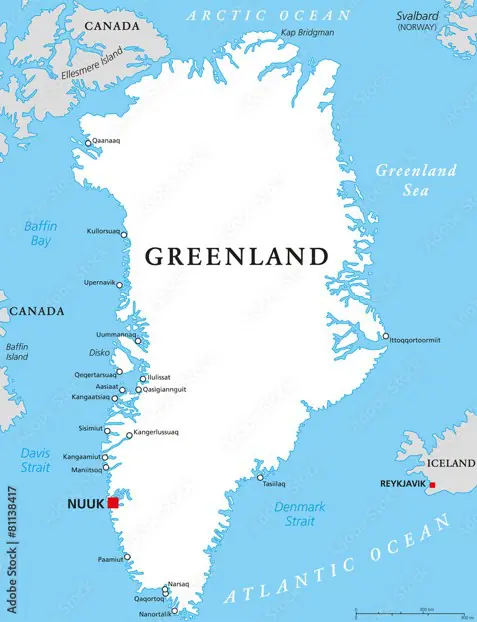 Mapa da Groenlândia | Foto: Reprodução/Wikimedia Commons