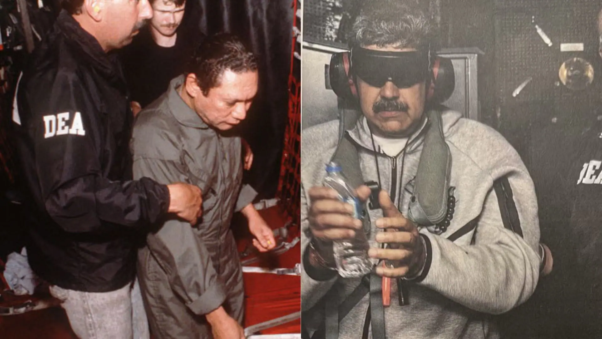 Separados por 36 anos: os ditadores Noriega e Maduro foram presos em 3 de janeiro pelos EUA | Foto: Divulgação/Governo dos EUA