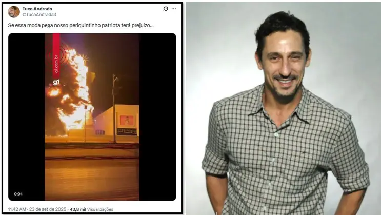 Autor Tuca Andrada e sua postagem, de 23 de setembro de 2025 | Fotos: Reprodução