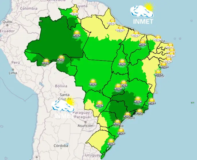 previsão do tempo com ciclone e chuvas - inmet - 30012026 manhã