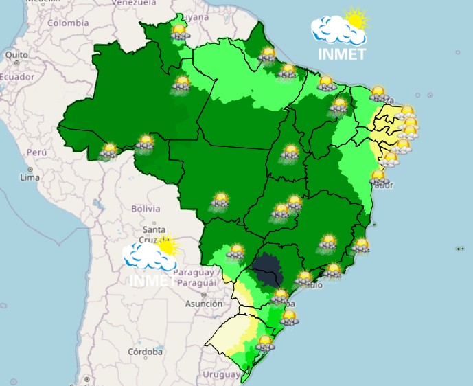 previsão do tempo com ciclone e chuvas - inmet - 30012026 tarde