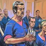 ilustração audiência judicial de Nicolás Maduro na Justiça de Nova York EUA