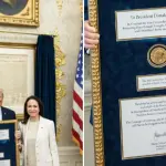 Trump e María Corina, durante entrega da medalha do Nobel da Paz | Foto: Reprodução/X