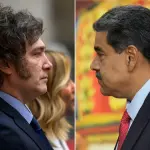 O presidente argentino, Javier Milei, e o ex-ditador venezuelano Nicolás Maduro | Foto: Reprodução redes sociais