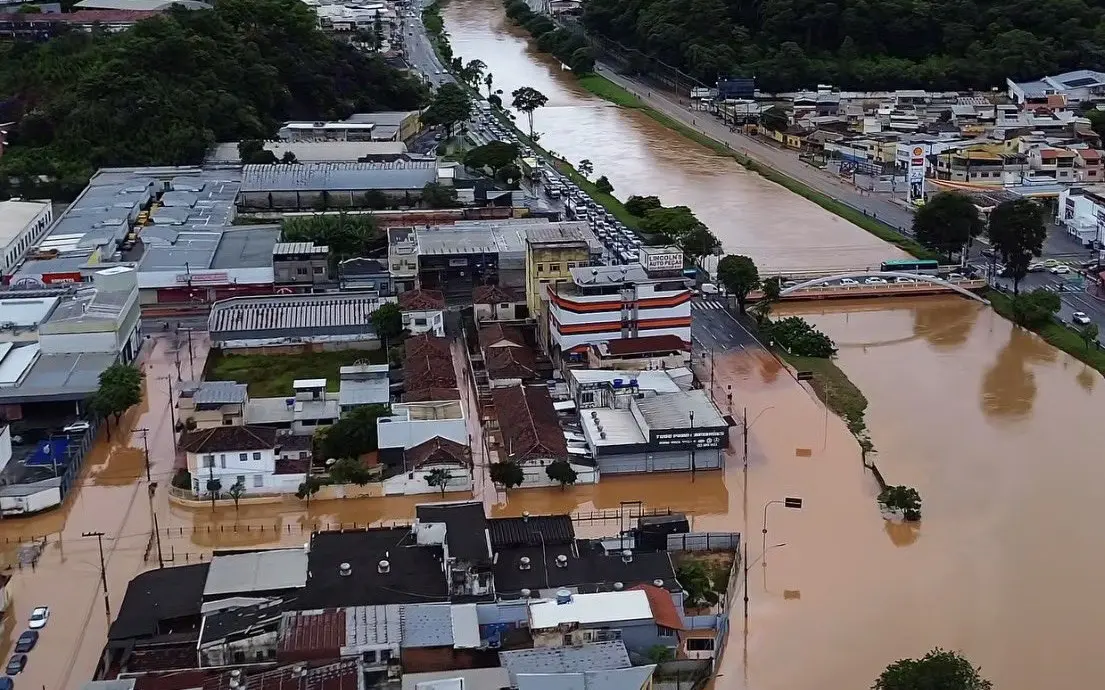 Inundação causada pelas chuvas em Juiz de Fora | Foto: Reprodução/X