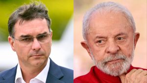 Flávio Bolsonaro e Lula da Silva: estudo sugere cenário favorável à direita | Foto: Montagem sobre reprodução