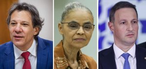 Fernando Haddad, Marina Silva e Guilherme Derrite | Fotos: Washington Costa/MF, Marcelo Camargo/Agência Brasil e Marina Ramos/Câmara dos Deputados