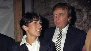 O presidente Donald Trump e a cúmplice de Epstein Ghislaine Maxwell